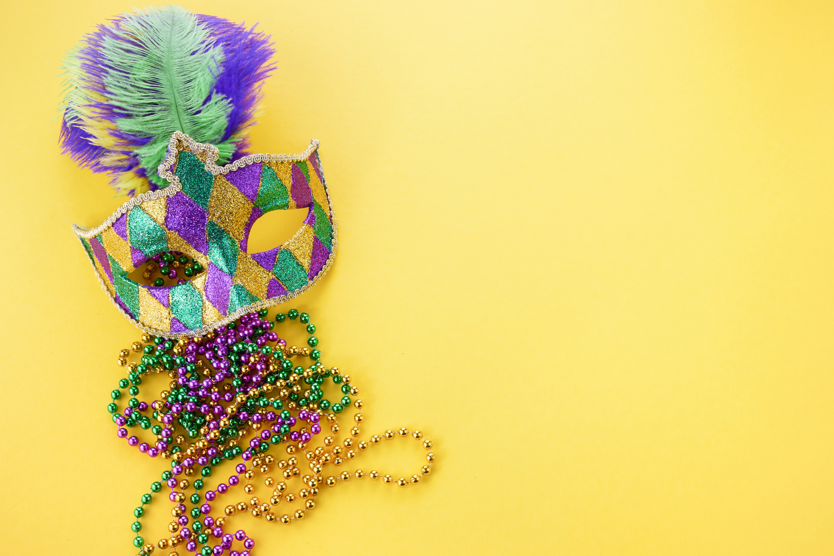 Mardi Gras Mask and String Beads